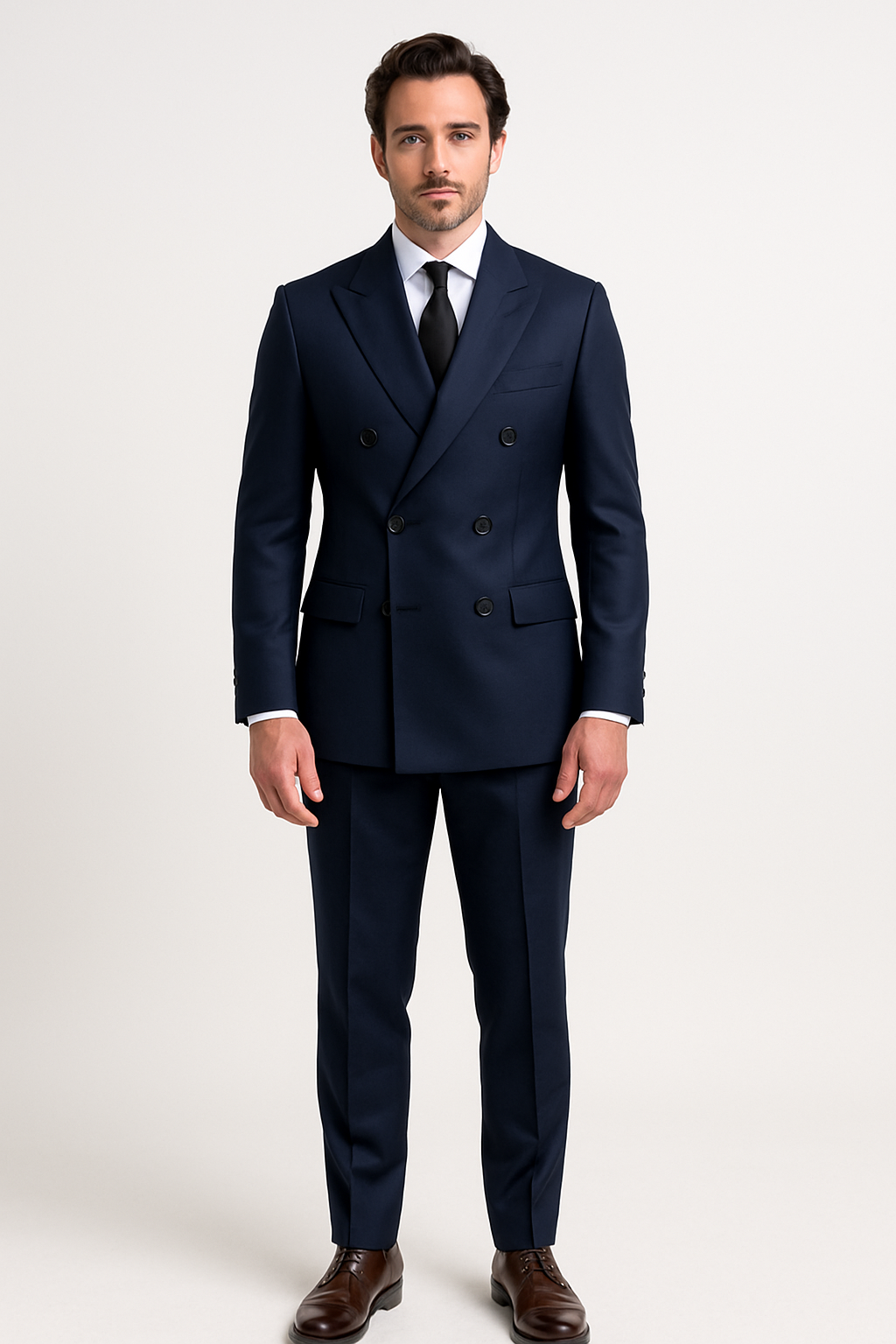 SOOTZ Navy Double-Breasted Suit – Italian Wool
