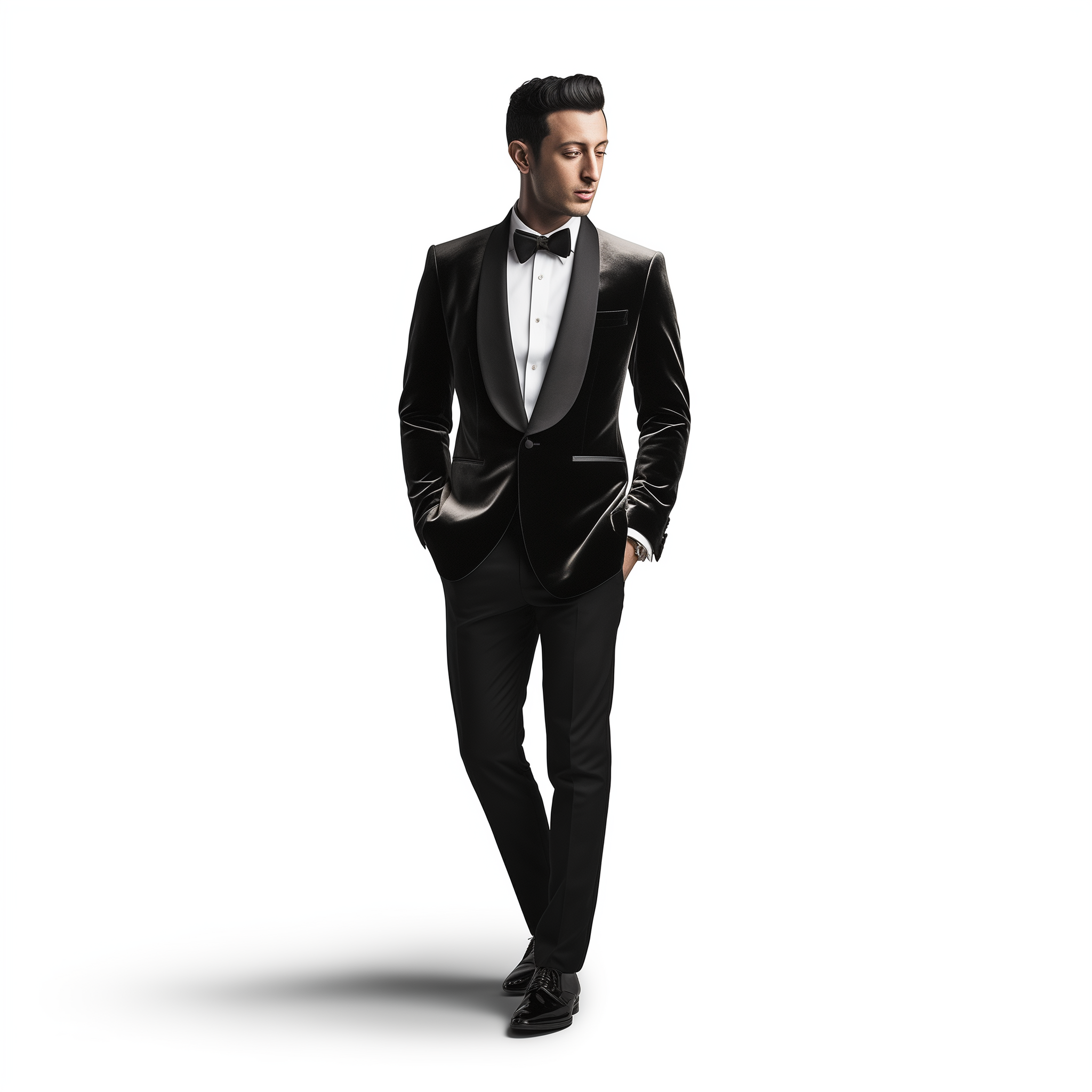 Black Double Breasted Custom Made Tuxedo in Pure Italian Wool