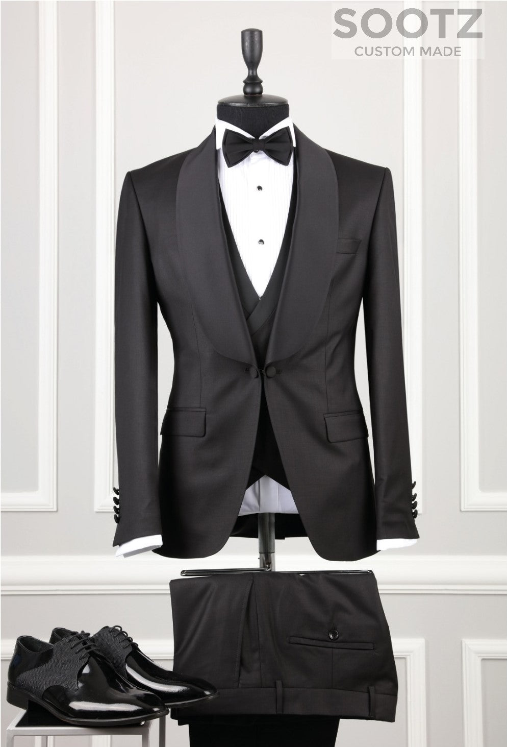 Black 3 Piece Tuxedo Set - Shawl Lapel