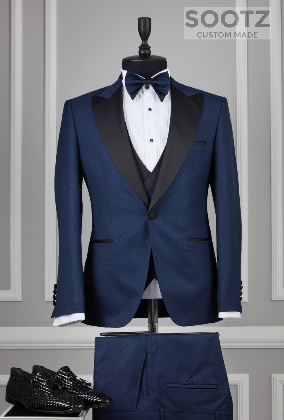 Prussian Blue 3 Piece Tuxedo Set - Peak Lapel