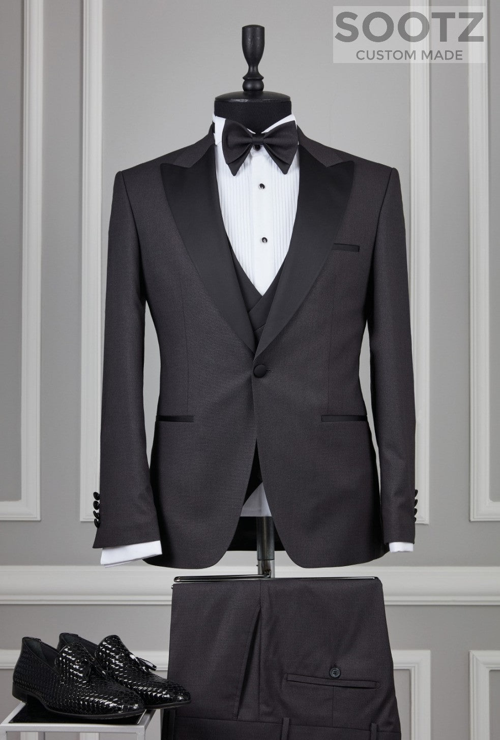 Charcoal 3 Piece Tuxedo Set - Peak Lapel