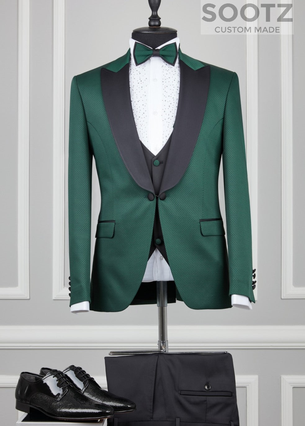 Hunter Green 3 Piece Tuxedo Set - Peak Lapel