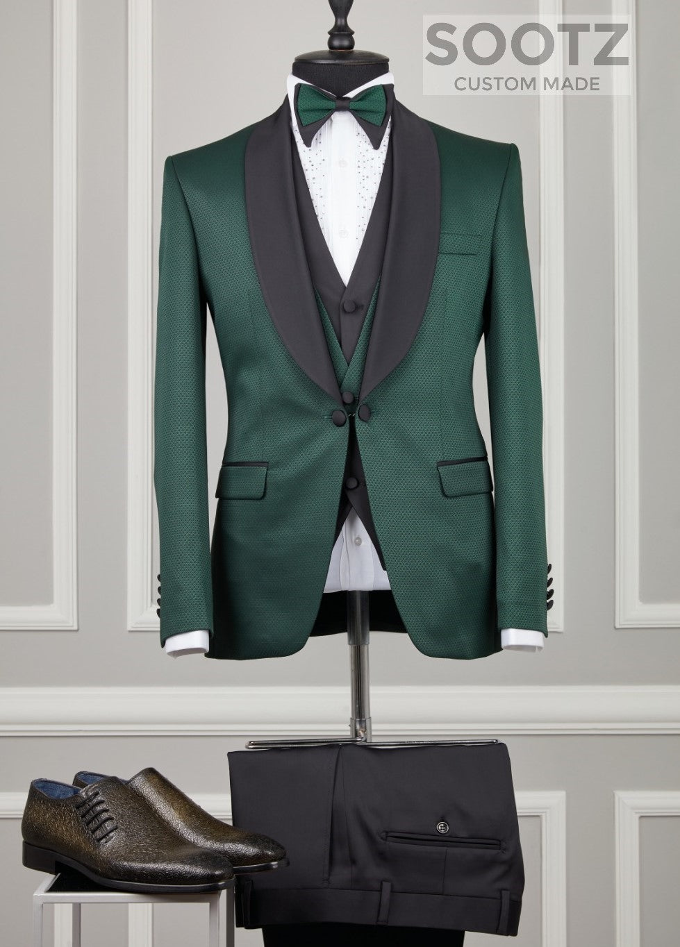 Hunter Green 3 Piece Tuxedo Set - Shawl Lapel