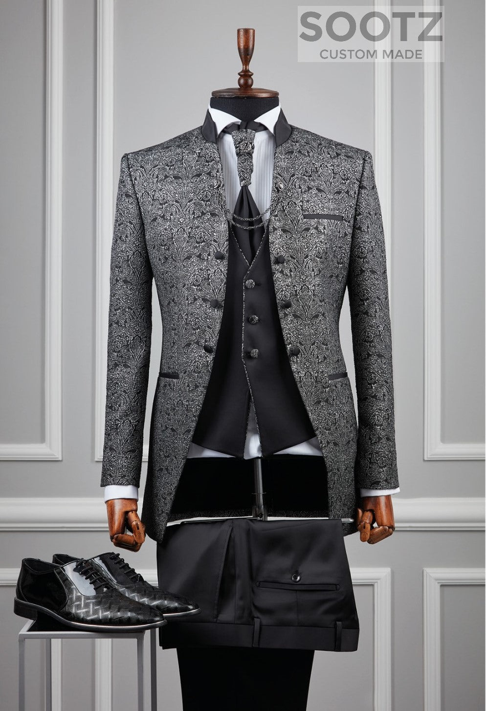 Silver Jaquard Morning Coat