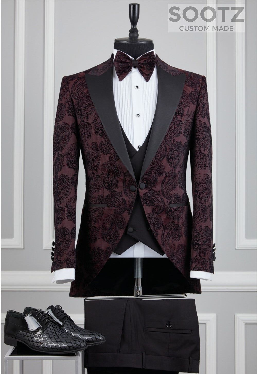 Maroon Paisley Morning Coat