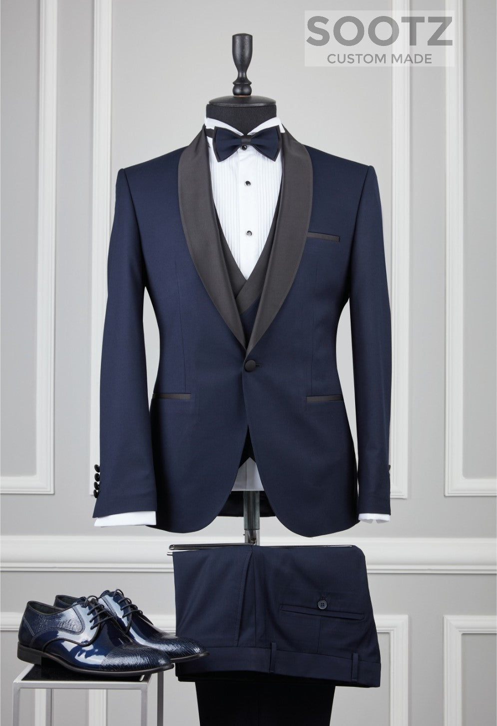 Navy 3 Piece Tuxedo Set - Shawl Lapel