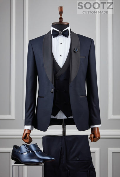 Navy Blue Wedding Suits Custom Made Man Suits 3 Piece Suits Mens Groom  Tuxedos