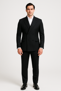 SOOTZ Black Pinstripe Double-Breasted Suit – Italian Wool