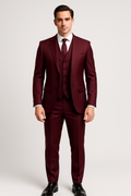 SOOTZ Burgundy 3-Piece Wedding Suit