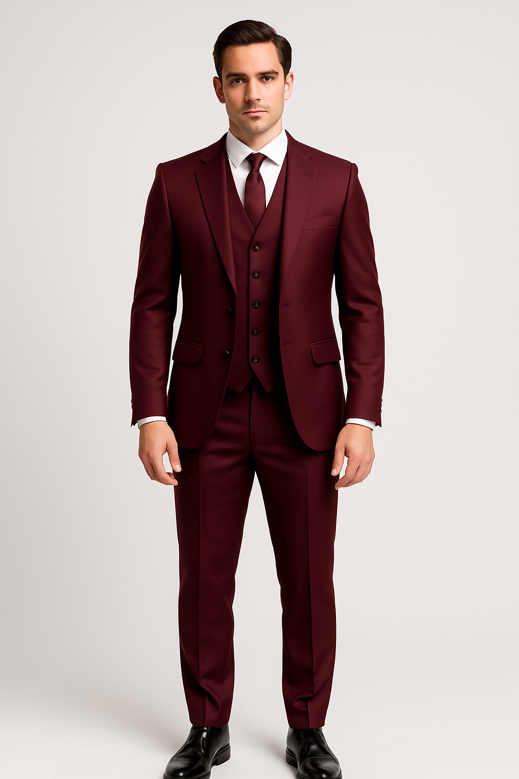 SOOTZ Burgundy 3-Piece Wedding Suit