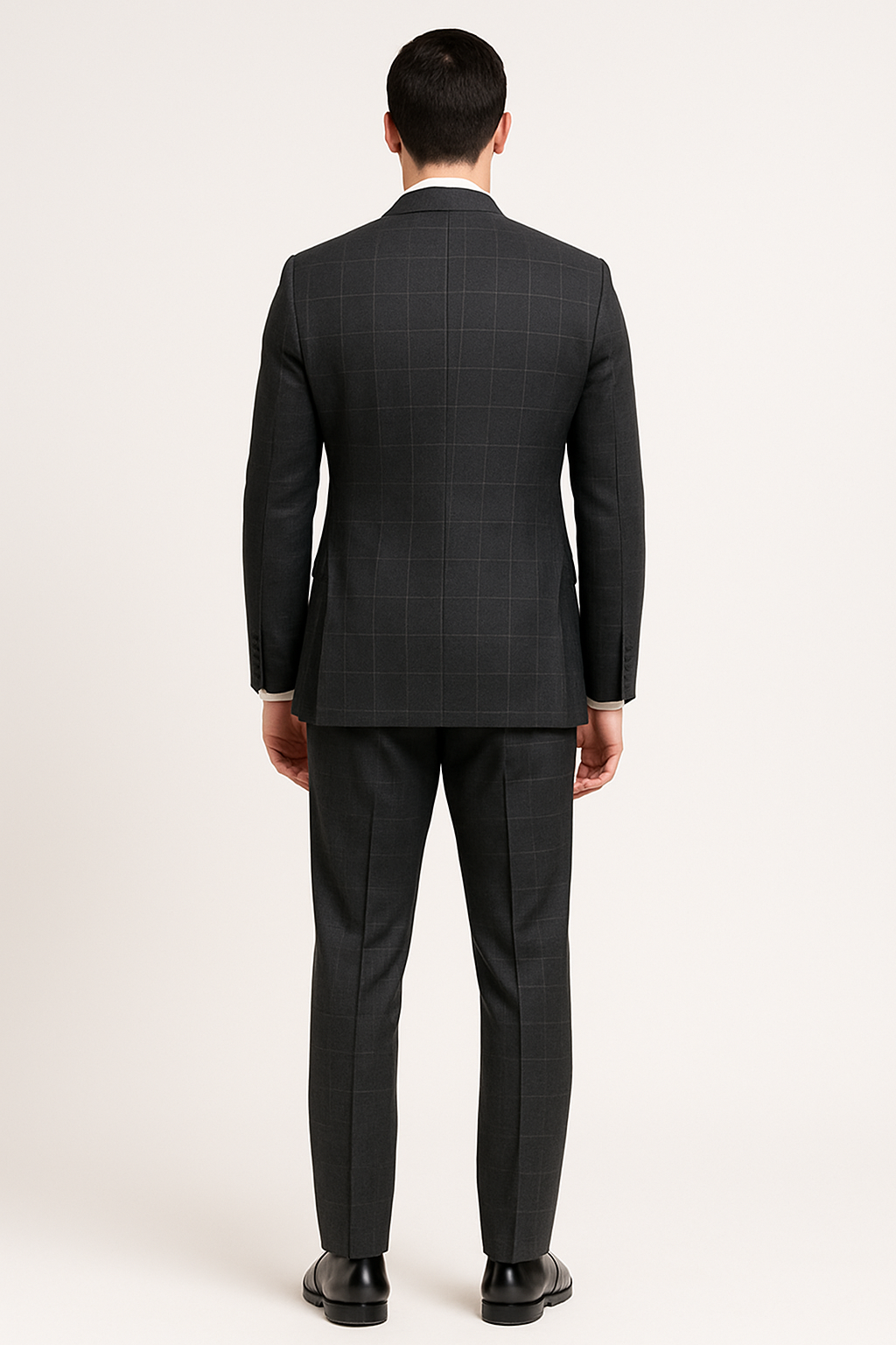 SOOTZ Charcoal Windowpane Double-Breasted Suit