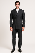 SOOTZ Charcoal Windowpane Double-Breasted Suit