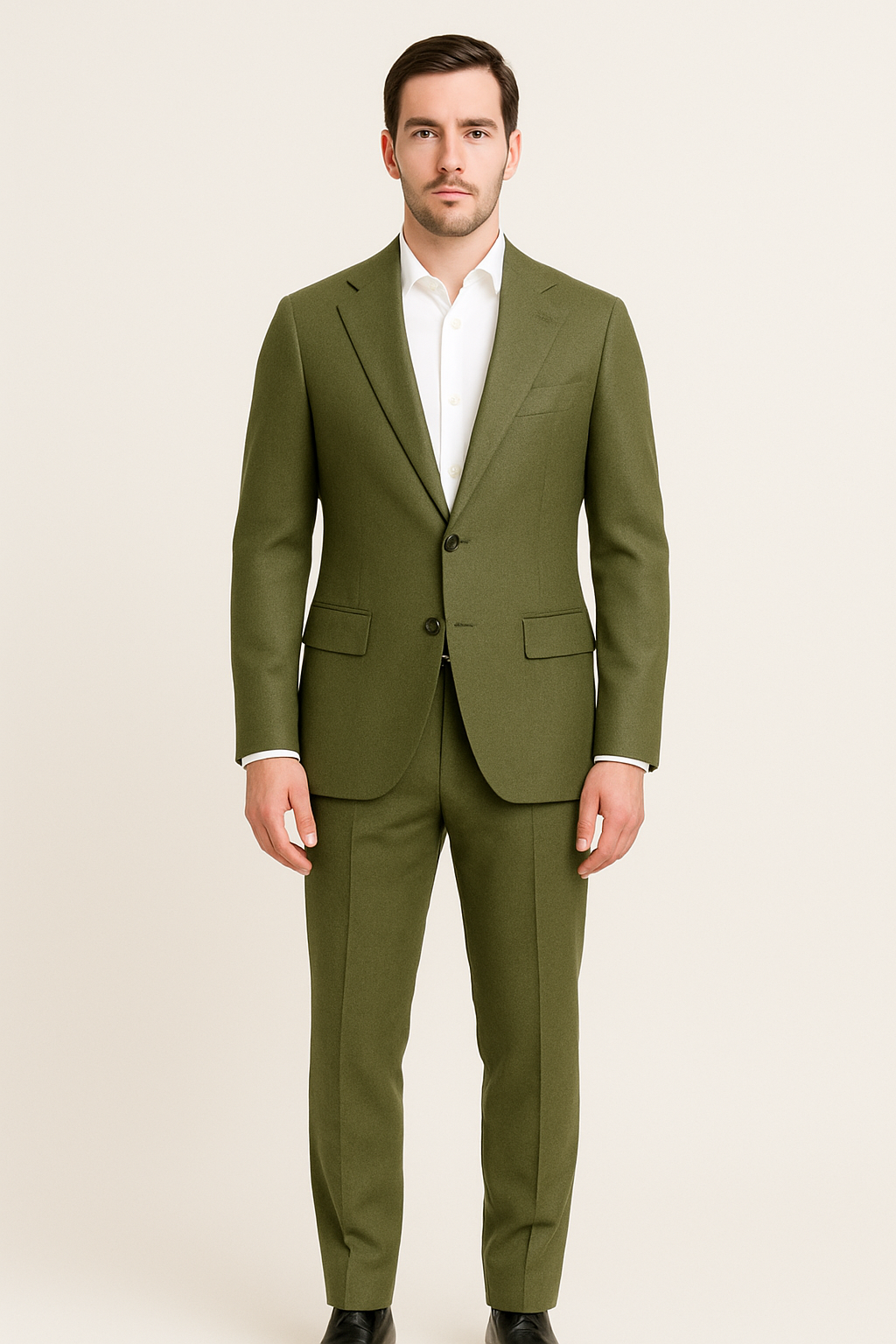 SOOTZ Dark Olive Green Suit – Italian Wool, Custom Tailored