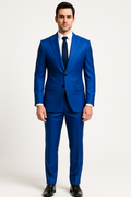 SOOTZ Royal Blue Peak Lapel Suit – Custom Tailored Italian Wool