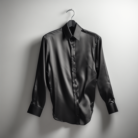 Custom Made Black Silk Dress Shirt