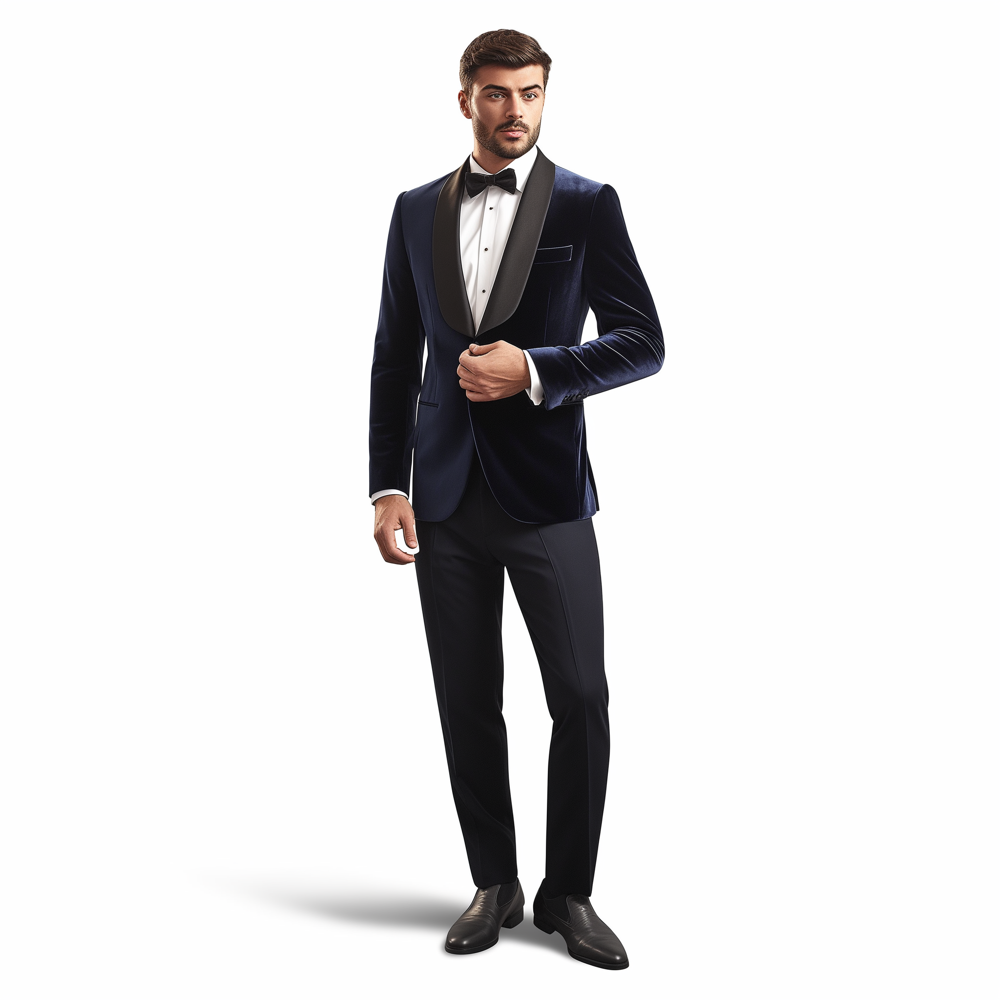 Navy Custom Made Velvet Tuxedo in Italian Fabric