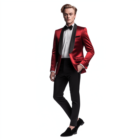 Red Custom-Made Tuxedo in Pure Italian Wool