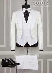 White Jaquard Morning Coat