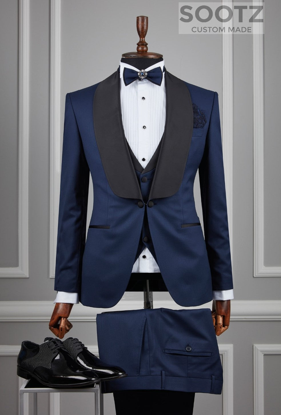 Midnight Blue 3 Piece Tuxedo Set - Shawl Lapel