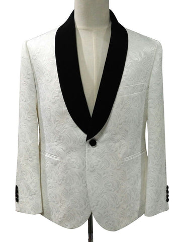 Sootz Creamy White Floral Tuxedo Jacket - Sootz