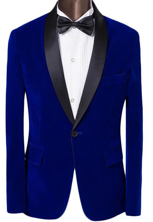 Sootz Royalty Blue Velvet Tuxedo Jacket - Sootz