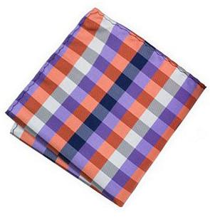 Sootz Orange Purple Check Pocket Square - Sootz